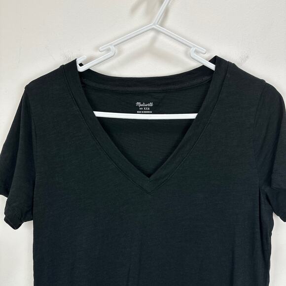 Madewell Whisper Cotton V Neck Tee Shirt Minimalist Basics Black Classic XXS NWT - Picture 5 of 11